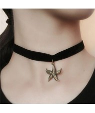 Vintage Starfish Pendant Rope Costume Necklace