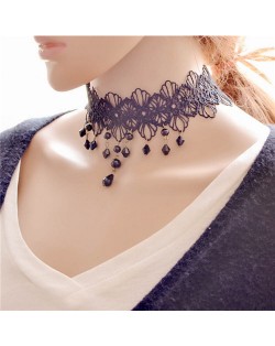 Vintage Style Black Lace Waterdrops Design Fashion Necklace
