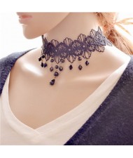Vintage Style Black Lace Waterdrops Design Fashion Necklace