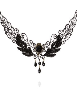 Hollow Lace Black Rose Fashion Necklace