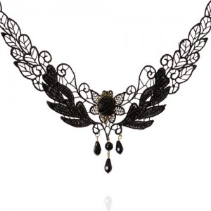 Hollow Lace Black Rose Fashion Necklace