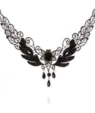 Hollow Lace Black Rose Fashion Necklace