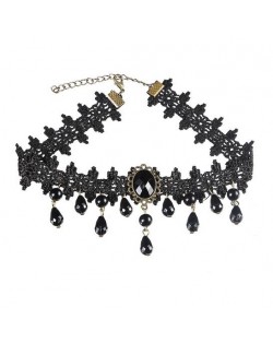 Street High Fashion Black Floral Lace Fashion Necklace