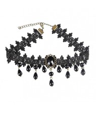 Street High Fashion Black Floral Lace Fashion Necklace