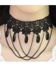 Drop Pendant Tassel Lace Fashion Necklace