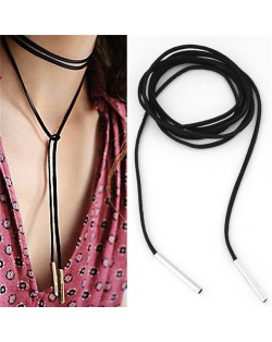 Alloy Pipes Pendants Casual Fashion Style Rope Necklace - Silver