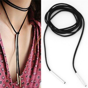 Alloy Pipes Pendants Casual Fashion Style Rope Necklace - Silver