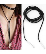 Alloy Pipes Pendants Casual Fashion Style Rope Necklace - Silver