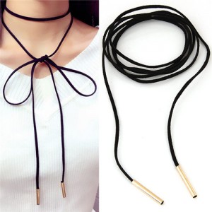 Alloy Pipes Pendants Casual Fashion Style Rope Necklace - Golden