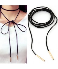 Alloy Pipes Pendants Casual Fashion Style Rope Necklace - Golden