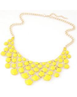 Spot-oil Glazed Fish Scales Fashion Costume Necklace - Yellow