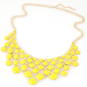 Spot-oil Glazed Fish Scales Fashion Costume Necklace - Yellow