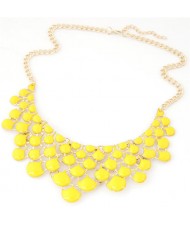 Spot-oil Glazed Fish Scales Fashion Costume Necklace - Yellow