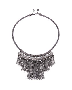 Rhinestone Inlaid Bohemian Tassel Alloy Fashion Necklet