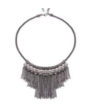Rhinestone Inlaid Bohemian Tassel Alloy Fashion Necklet