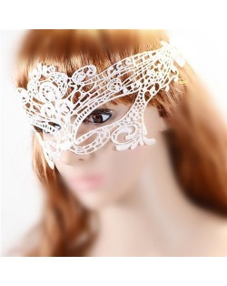 Classic Style Cutout Floral Pattern White Lace Mask/ Masquerade