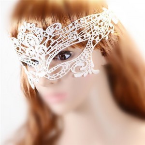 Classic Style Cutout Floral Pattern White Lace Mask/ Masquerade