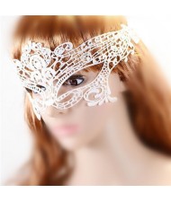 Classic Style Cutout Floral Pattern White Lace Mask/ Masquerade