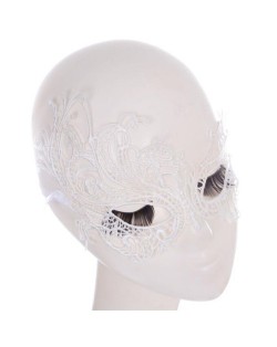 Artistic Asymmetric Vine Pattern White Lace Mask/ Masquerade