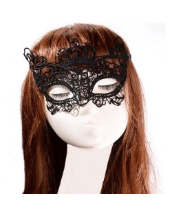 Crown Fashion Hollow Floral Black Lace Mask