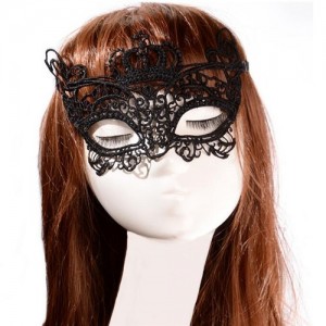 Crown Fashion Hollow Floral Black Lace Mask