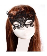 Crown Fashion Hollow Floral Black Lace Mask
