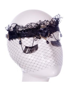 Vintage Black Lace with Tassel Design Great Lady Fashion Mask