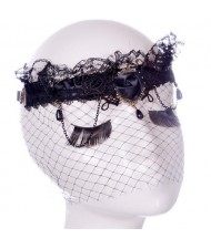 Vintage Black Lace with Tassel Design Great Lady Fashion Mask