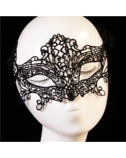 Fox Style Cutout Fashion Black Lace Party Mask