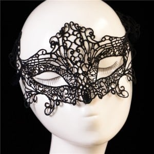 Fox Style Cutout Fashion Black Lace Party Mask