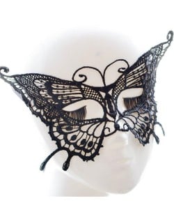 Graceful Butterfly Style Cutout Fashion Black Lace Party Mask