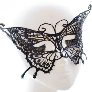 Graceful Butterfly Style Cutout Fashion Black Lace Party Mask