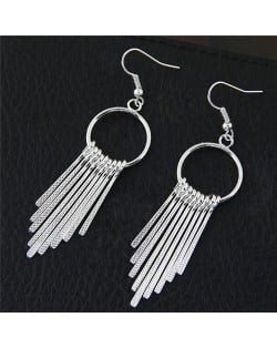 Plain Silver Tassel and Hoop Fashion Ear Studs