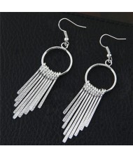 Plain Silver Tassel and Hoop Fashion Ear Studs