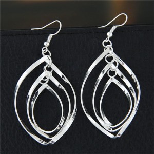 Hollow Artistic Leaf Design Silver Fashion Ear Studs