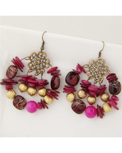 Bohemian Fashion Turquoise and Seashell Mixed Fashion Alloy Earrings - Rose