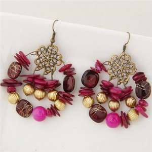 Bohemian Fashion Turquoise and Seashell Mixed Fashion Alloy Earrings - Rose
