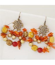 Bohemian Fashion Turquoise and Seashell Mixed Fashion Alloy Earrings - Yellow