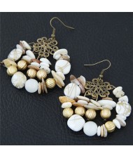 Bohemian Fashion Turquoise and Seashell Mixed Fashion Alloy Earrings - White