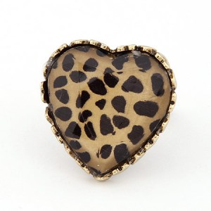 Vintage Design Classical Leopard Heart Shape Ring