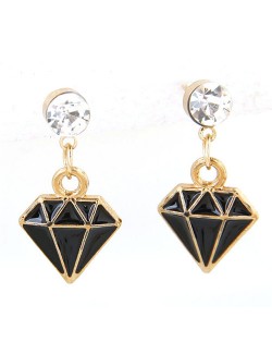 Oil Spot Glazed Diamond Model Pendant Shining Fashion Ear Studs - Black
