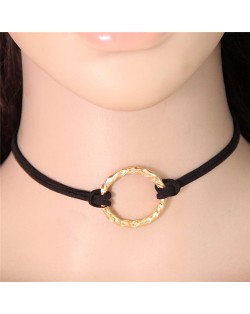 Golden Hoop Pendant Simple Fashion Rope Necklet
