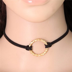 Golden Hoop Pendant Simple Fashion Rope Necklet