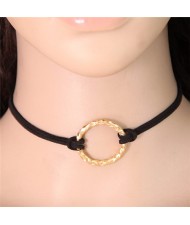 Golden Hoop Pendant Simple Fashion Rope Necklet