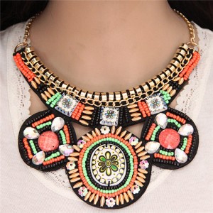Mini Beads Combo Flowers Chunky Style Bohemian Fashion Necklace