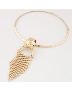 Alloy Rivet and Tassel Design Fashion Costume Necklace - Golden