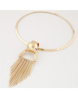 Alloy Rivet and Tassel Design Fashion Costume Necklace - Golden