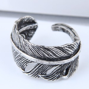 Vintage Feather Design Open Style High Fashion Ring