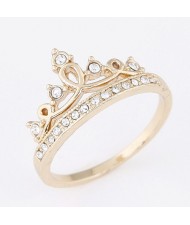 Rhinestone Embellished Artistic Hollow Crown Design Fashion Ring