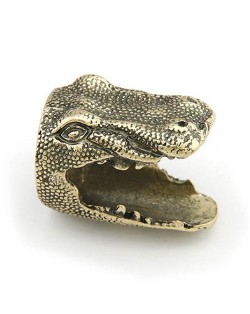 Crocodile Head Design Vintage Fashion Ring - Golden